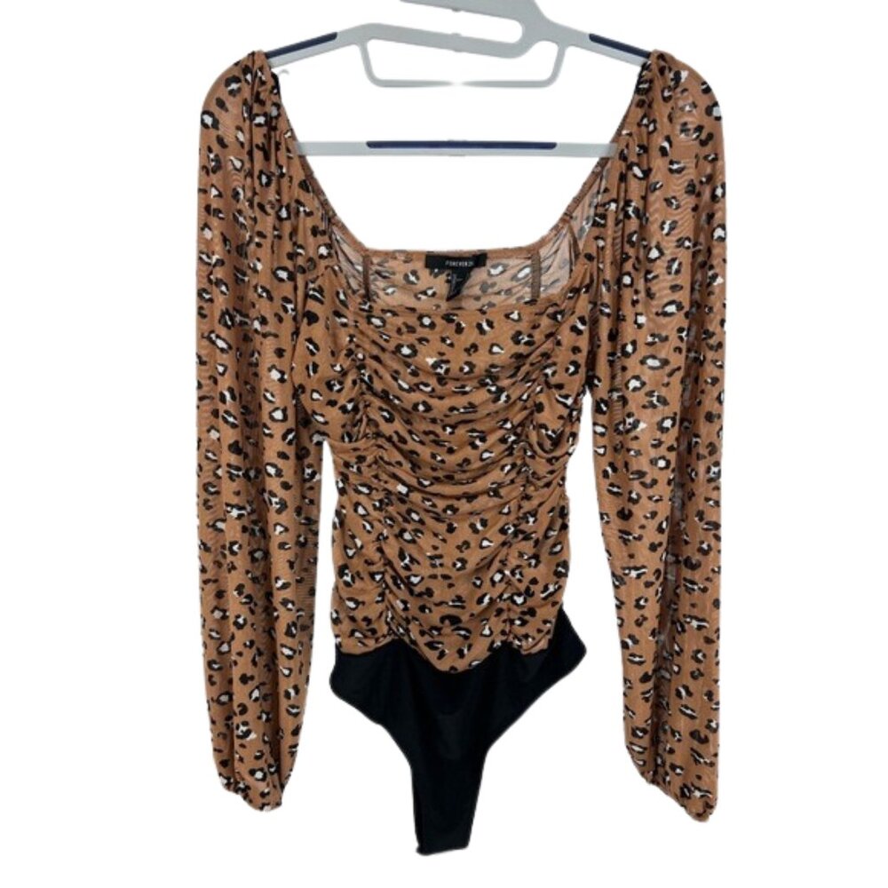 Forever 21 Leopard Print Long Sleeve Bodysuit
